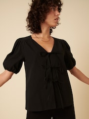 Nobodys Child Black Bernadetta Tie Front detail Blouse - Image 5 of 5