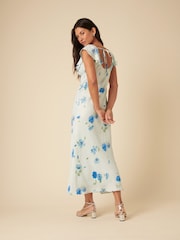 Nobodys Child Blue Abelia Floral Ruffled V Neck Midi Dress - Image 2 of 5