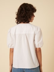 Nobodys Child White Bernadetta Tie Front Detail 100% Cotton Blouse - Image 2 of 4