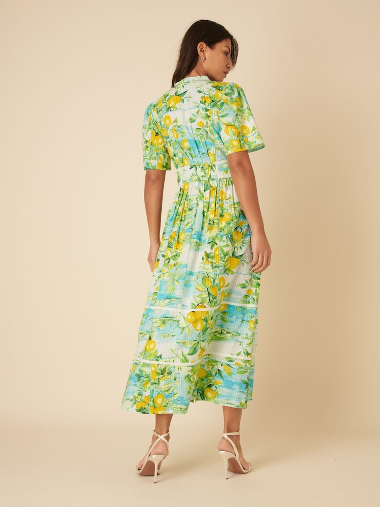 Nobodys Child Blue Sorcha Positano Lemon Scenic Midi Dress - Image 2 of 5