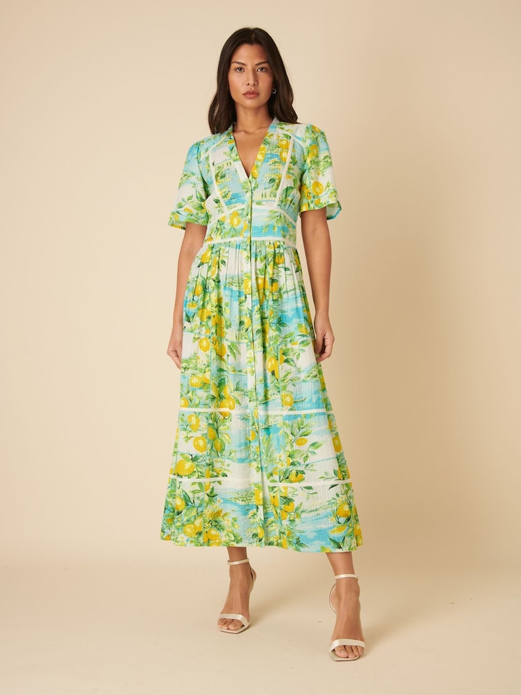Nobodys Child Blue Sorcha Positano Lemon Scenic Midi Dress - Image 3 of 5