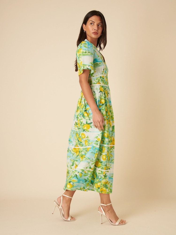 Nobodys Child Blue Sorcha Positano Lemon Scenic Midi Dress - Image 4 of 5