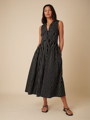 Nobodys Child Black Sleeveless Starlight Ticking Stripe Midaxi Dress - Image 1 of 4