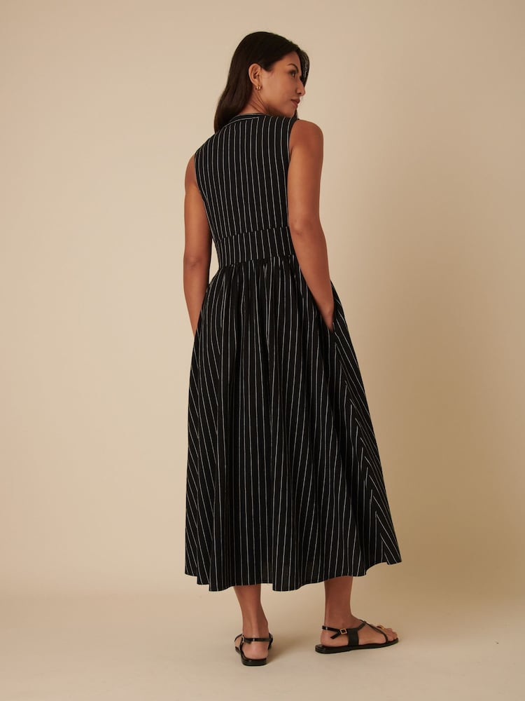 Nobodys Child Black Sleeveless Starlight Ticking Stripe Midaxi Dress - Image 2 of 4