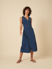 Nobodys Child White Denim Sandra Embroidered Midi Dress - Image 1 of 4