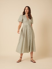Nobodys Child Green Starlight Seersucker Stripe Midaxi Dress - Image 1 of 4
