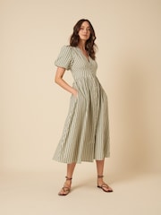 Nobodys Child Green Starlight Seersucker Stripe Midaxi Dress - Image 3 of 4