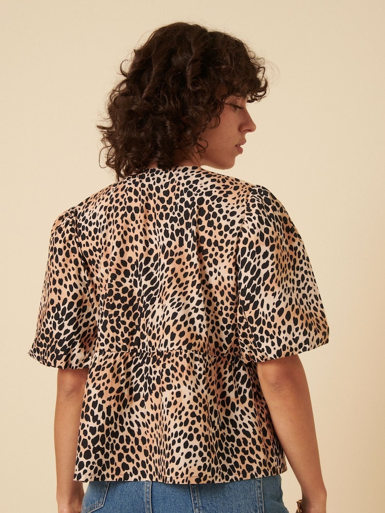 Nobodys Child Animal Bernice Leopard Print Tie Front Top - Image 2 of 5