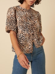 Nobodys Child Animal Bernice Leopard Print Tie Front Top - Image 4 of 5