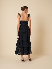 Nobodys Child Black Rhys Tiered Broderie Ruffle Midi Dress - Image 2 of 5