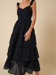Nobodys Child Black Rhys Tiered Broderie Ruffle Midi Dress - Image 4 of 5