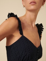 Nobodys Child Black Rhys Tiered Broderie Ruffle Midi Dress - Image 5 of 5