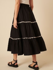 Nobodys Child Black opsie Embroidered Tiered Black Midi Skirt - Image 2 of 4