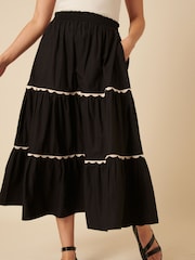 Nobodys Child Black opsie Embroidered Tiered Black Midi Skirt - Image 3 of 4
