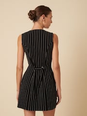 Nobodys Child Black Yana Ticking Stripe Mini Dress - Image 2 of 4