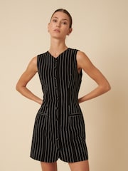 Nobodys Child Black Yana Ticking Stripe Mini Dress - Image 4 of 4