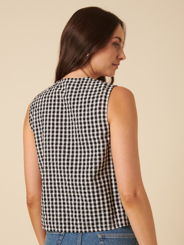 Nobodys Child Gingham Tie Front Tessa Top - Imagem 2 de 4