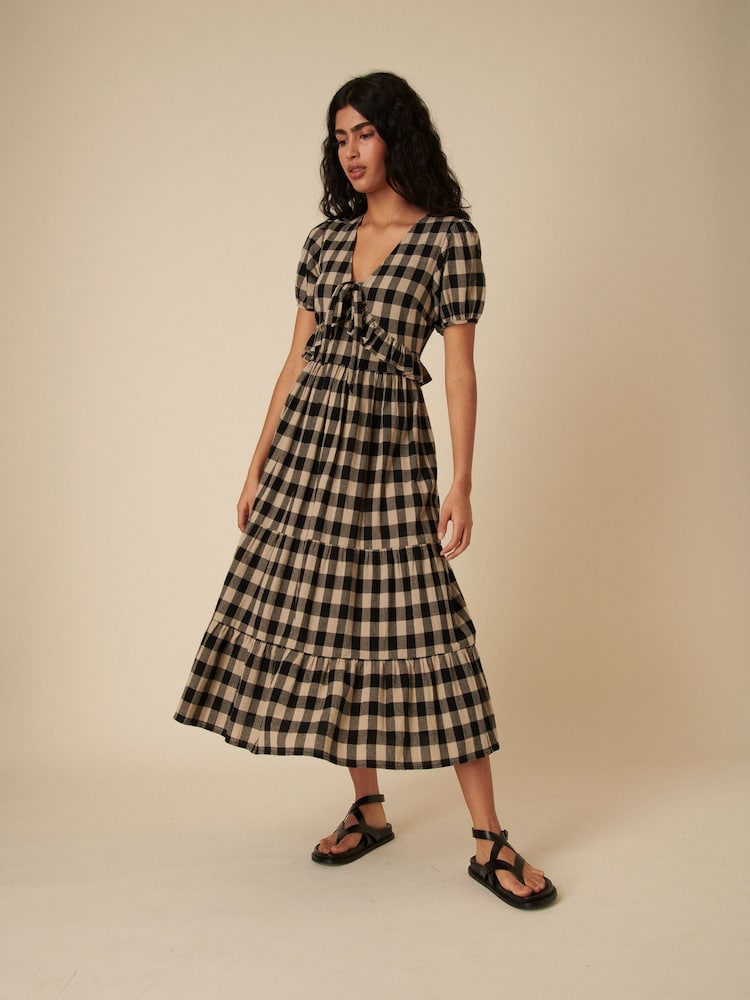Nobodys Child Black Gingham Tie Front Tessa Dresses - Image 1 of 4