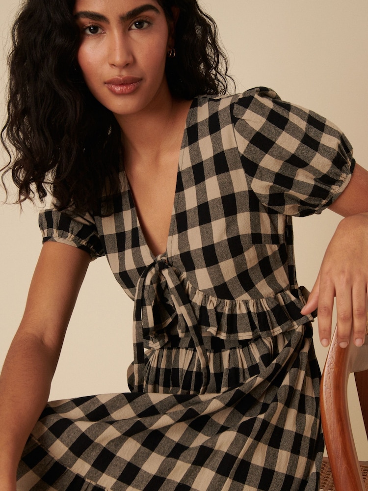Nobodys Child Black Gingham Tie Front Tessa Dresses - Image 4 of 4