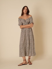 Nobodys Child Cream Geniveve Off The Shoulder Floral Midi Dress - Image 1 of 4