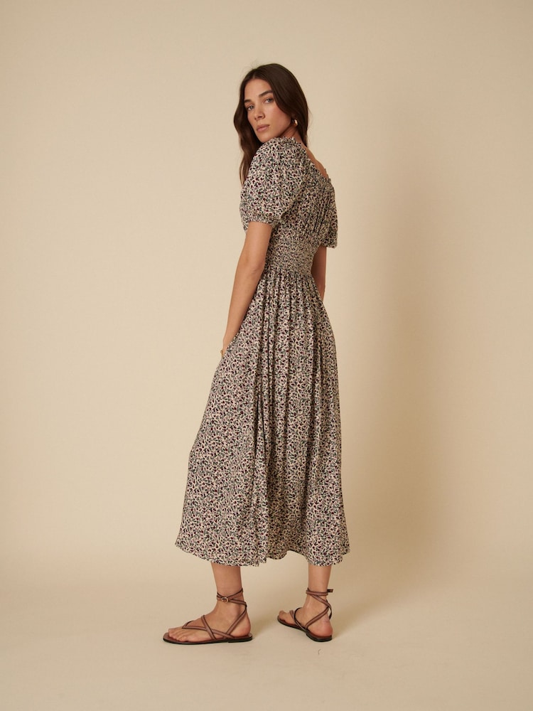 Nobodys Child Cream Geniveve Off The Shoulder Floral Midi Dress - Image 2 of 4