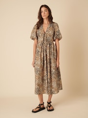 Nobodys Child Brown Scarla Leopard Print Midi Dress - Image 1 of 5