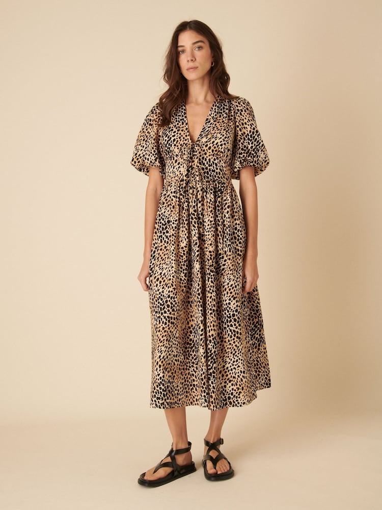 Nobodys Child Brown Scarla Leopard Print Midi Dress - Image 1 of 5