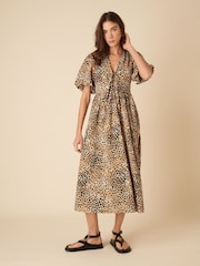 Nobodys Child Brown Scarla Leopard Print Midi Dress - Image 4 of 5