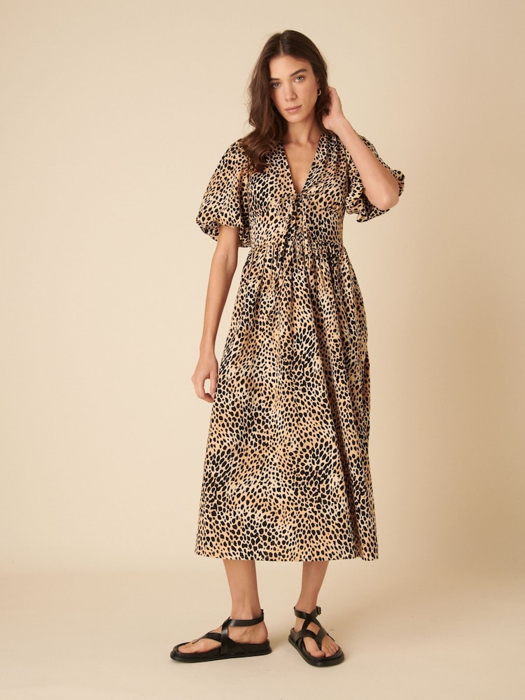 Nobodys Child Brown Scarla Leopard Print Midi Dress - Image 4 of 5