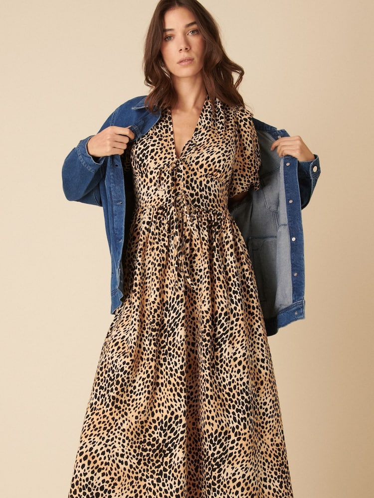 Nobodys Child Brown Scarla Leopard Print Midi Dress - Image 5 of 5