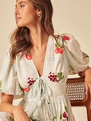 Nobodys Child White Blanca Tiered Ruffle Floral Dress - Image 4 of 4
