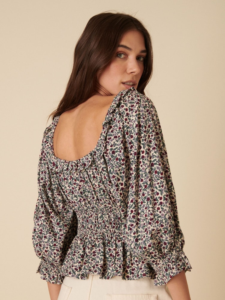 Nobodys Child Cream Blanca Tiered Ruffle Floral Blouses - Image 2 of 5
