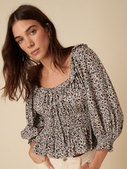 Nobodys Child Cream Blanca Tiered Ruffle Floral Blouses - Image 3 of 5