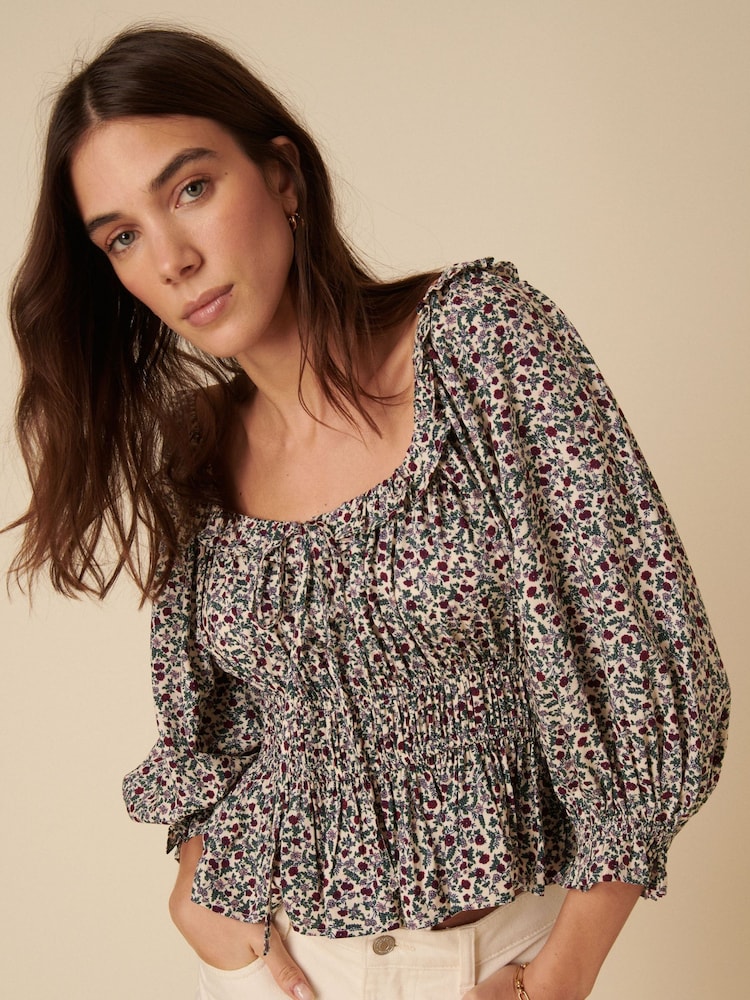 Nobodys Child Cream Blanca Tiered Ruffle Floral Blouses - Image 3 of 5