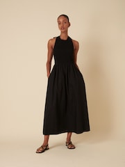Nobodys Child Black Black Bow Halterneck Shirred Tizzy Midi Dress - Image 2 of 4