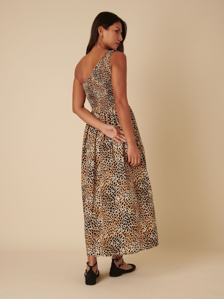 Nobodys Child Brown Georgia Midaxi One Shoulder Hattie Leopard Print Dress - Image 2 of 5