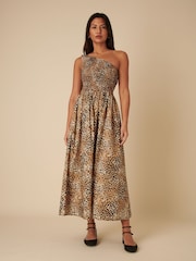Nobodys Child Brown Georgia Midaxi One Shoulder Hattie Leopard Print Dress - Image 3 of 5