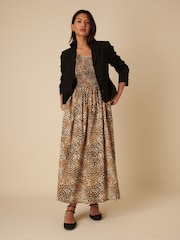 Nobodys Child Brown Georgia Midaxi One Shoulder Hattie Leopard Print Dress - Image 4 of 5