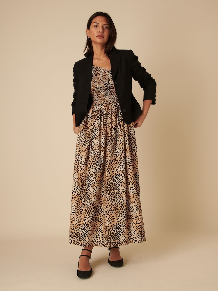 Nobodys Child Brown Georgia Midaxi One Shoulder Hattie Leopard Print Dress - Image 4 of 5