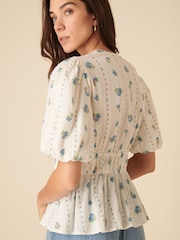 Nobodys Child White Cordelia Floral Print Tie Front Top - Image 2 of 4