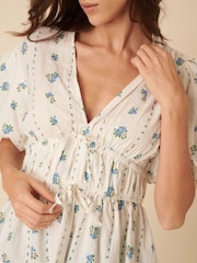 Nobodys Child White Cordelia Floral Print Tie Front Top - Image 3 of 4