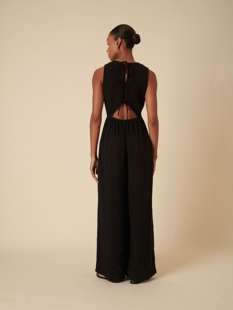Nobodys Child Black RuthTie Back Wide Leg Jumpsuit - Image 4 of 5