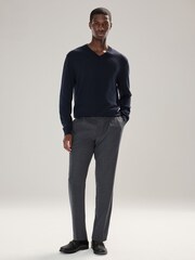Navy Blue V-Neck Cotton Rich Long Sleeve Jumper - Image 2 of 7