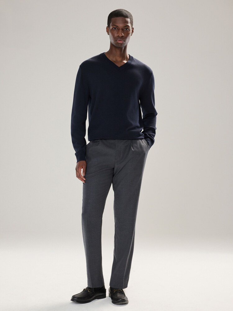 Navy Blue V-Neck Cotton Rich Long Sleeve Jumper - Image 2 of 7