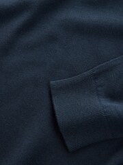 Navy Blue V-Neck Cotton Rich Long Sleeve Jumper - Image 7 of 7