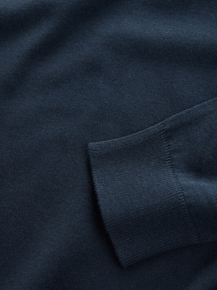 Navy Blue V-Neck Cotton Rich Long Sleeve Jumper - Image 7 of 7