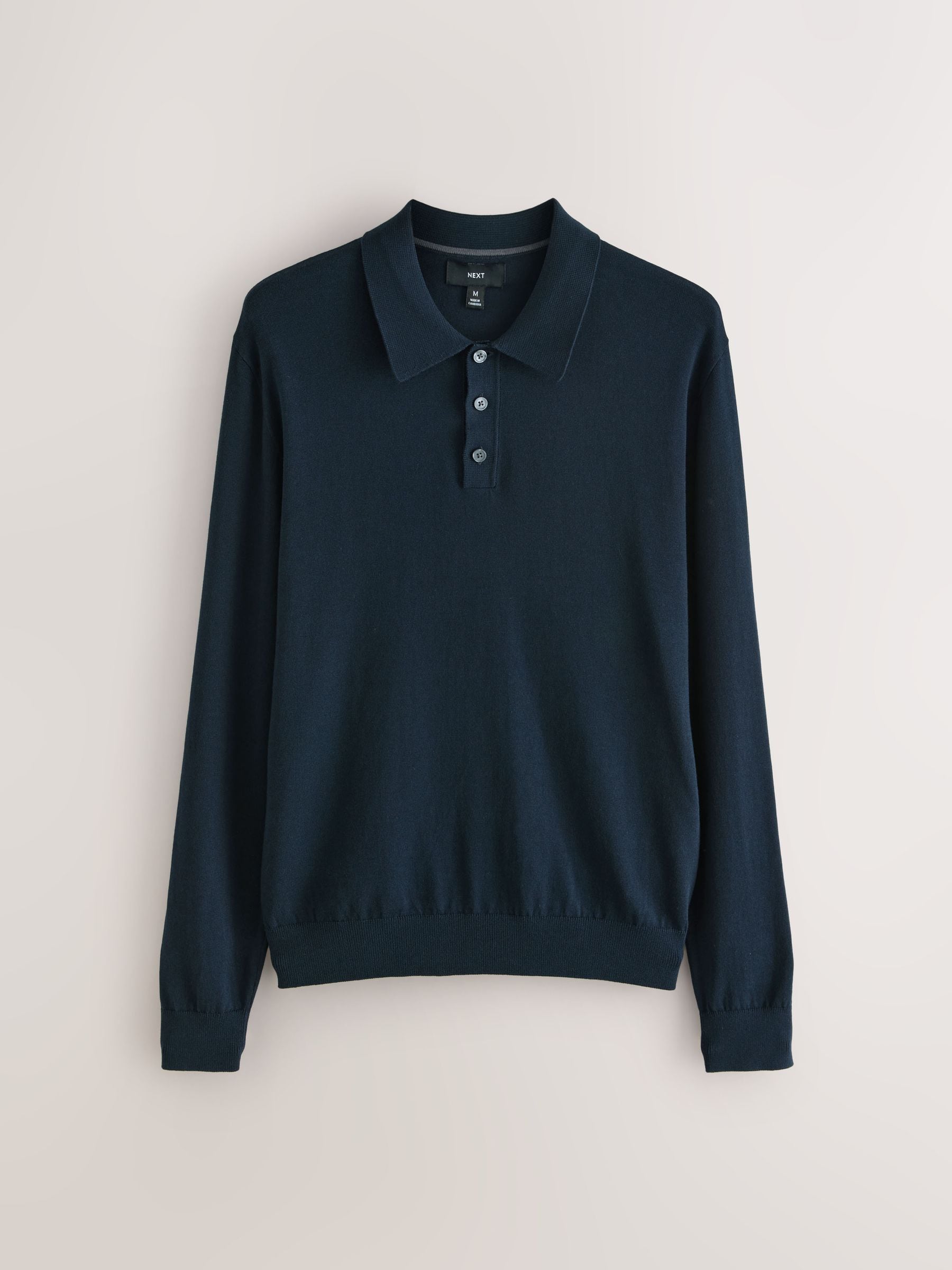 トップス UK Buy Navy Blue Regular Fit Cotton Rich Long Sleeve Knitted Polo