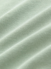 Sage Green Regular Fit Cotton Rich Long Sleeve Knitted Polo Shirt - Image 6 of 7
