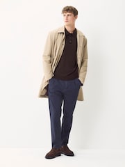 Brown Regular Fit Cotton Rich Long Sleeve Knitted Polo Shirt - Image 3 of 7