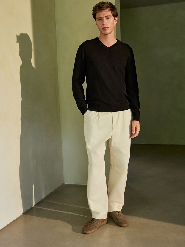 Black V-Neck Cotton Rich Long Sleeve Jumper - Image 2 of 7